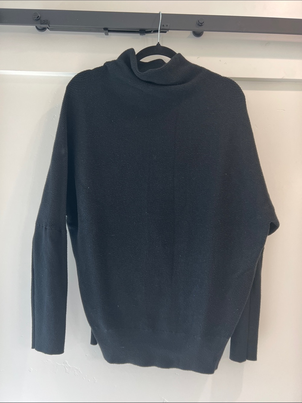 Black Ribbed Mock Neck Sweater